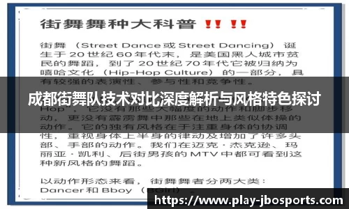 成都街舞队技术对比深度解析与风格特色探讨